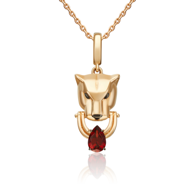 Подвеска "Пантера" с гранатом из золота 585 пробы