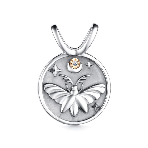 Подвеска с бриллиантами и золотой вставкой из серебра 925 пробы