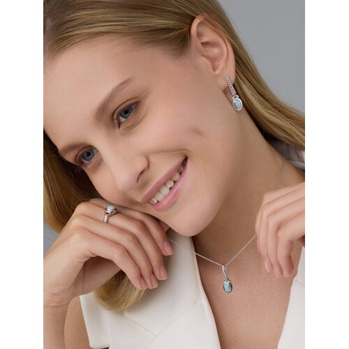 Подвеска с аквамарином из серебра 925 пробы