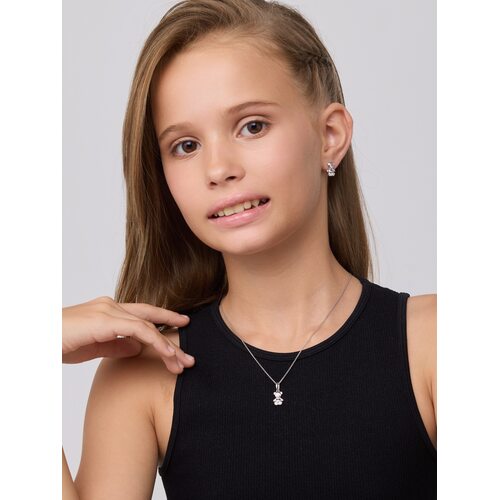 Подвеска "Мишка" с фианитами из серебра 925 пробы