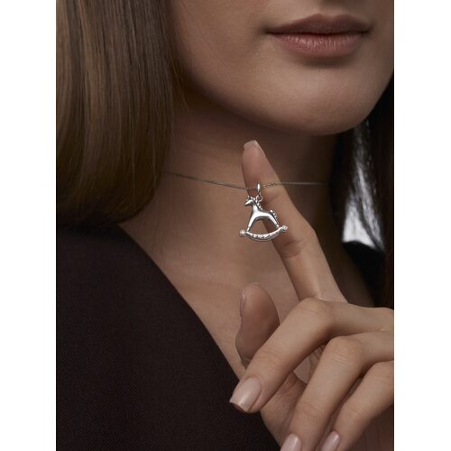 Подвеска "Лошадка" с фианитами из серебра 925 пробы