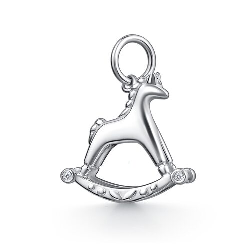 Подвеска "Лошадка" с фианитами из серебра 925 пробы