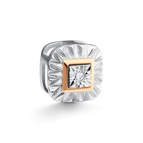 Подвеска с бриллиантом и золотой вставкой из серебра 925 пробы