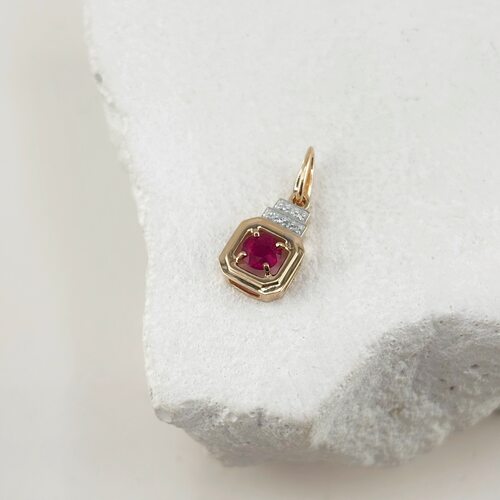 Подвеска с рубином и бриллиантами из золота 585 пробы
