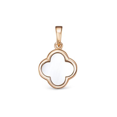 Подвеска "Клевер" с перламутром из золота 585 пробы