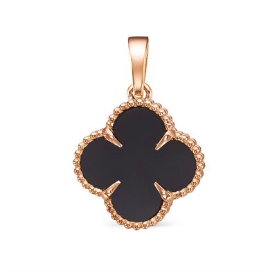 Подвеска "Клевер" с ониксом из золота 585 пробы