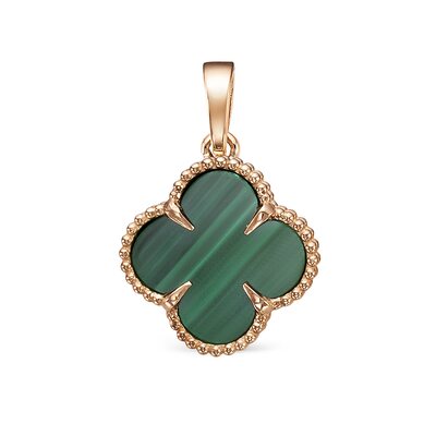 Подвеска "Клевер" с малахитом из золота 585 пробы