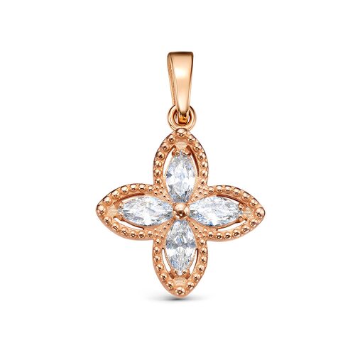 Подвеска "Цветок" с фианитами из золота 585 пробы