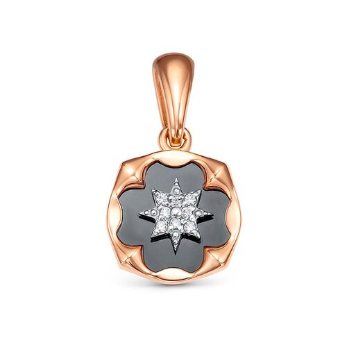 Подвеска с ониксом и фианитами из золота 585 пробы