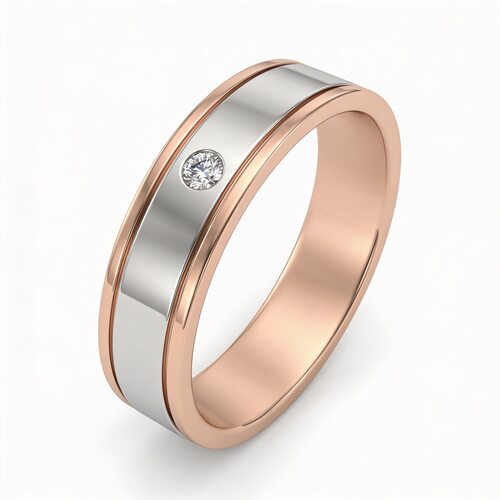 Кольцо обручальное с бриллиантом из золота 585 пробы