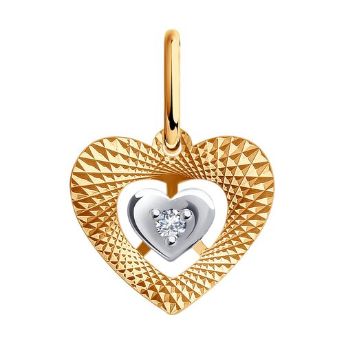 Подвеска "Сердце" с фианитом из золота 585 пробы