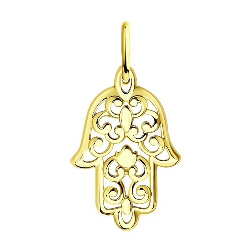Подвеска "Хамса" из желтого золота 585 пробы