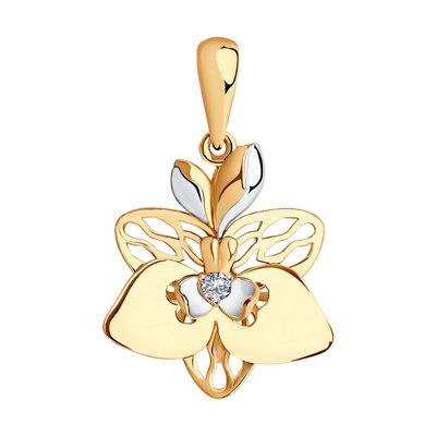 Подвеска "Цветок" с фианитом из золота 585 пробы