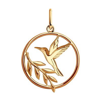 Подвеска "Птичка" из золота 585 пробы