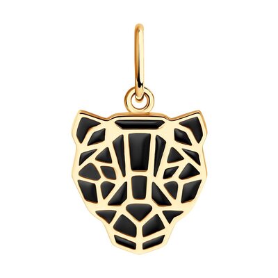Подвеска "Пантера" с эмалью из золота 585 пробы