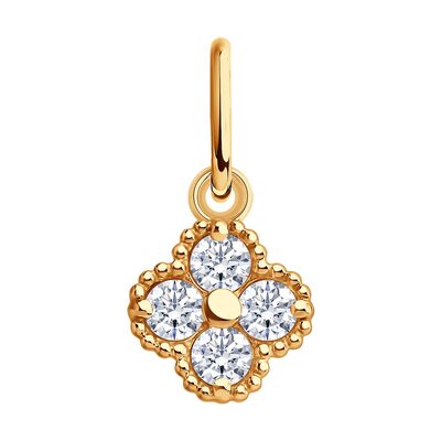 Подвеска "Цветок" с фианитами из золота 585 пробы