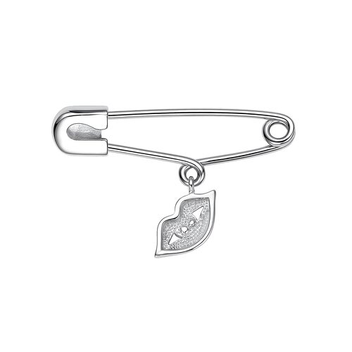 Брошь "Губы" с бриллиантом и золотой вставкой из серебра 925 пробы