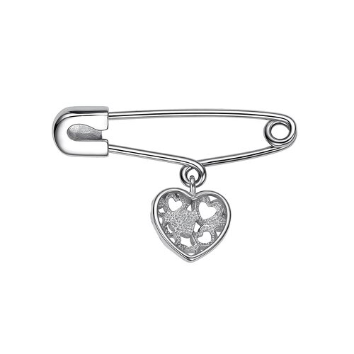 Брошь "Сердце" с бриллиантом и золотой вставкой из серебра 925 пробы