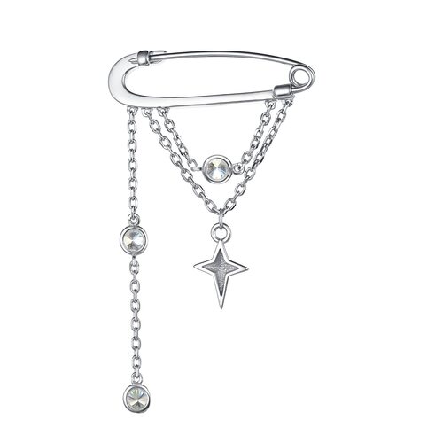 Брошь "Звезда" с фианитами из серебра 925 пробы