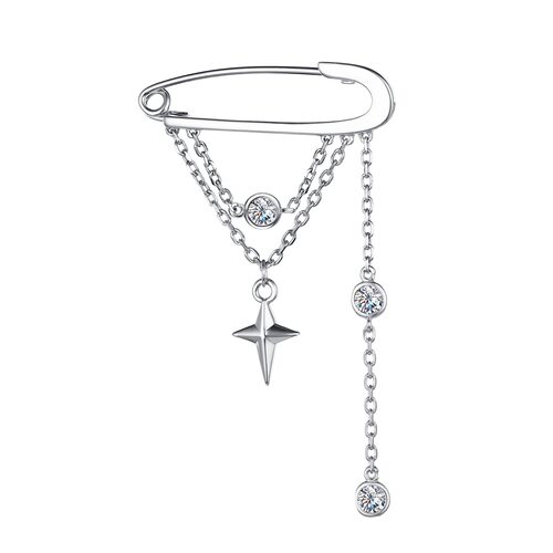 Брошь "Звезда" с фианитами из серебра 925 пробы