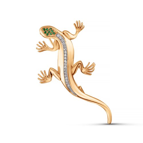 Брошь с изумрудами и бриллиантами из золота 585 пробы