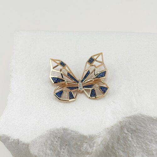 Брошь с сапфирами и бриллиантами из золота 585 пробы