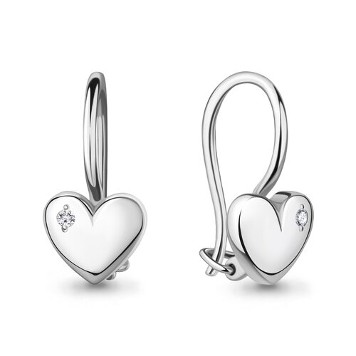 Серьги "Сердце" с бриллиантами из серебра 925 пробы