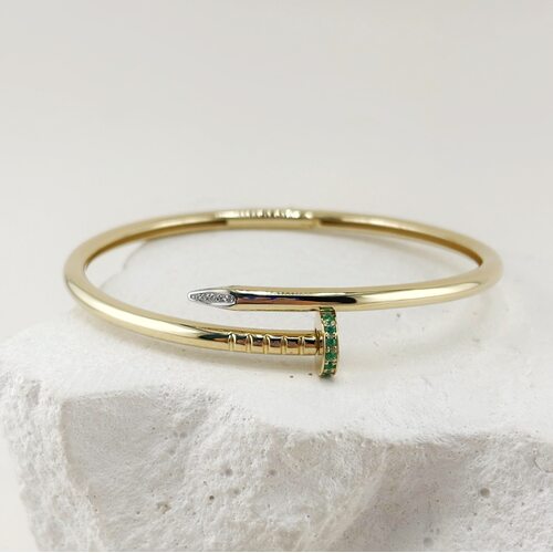 Браслет с изумрудами и бриллиантами из золота 585 пробы