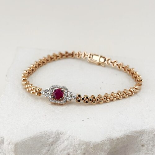 Браслет с рубином и бриллиантами из золота 585 пробы