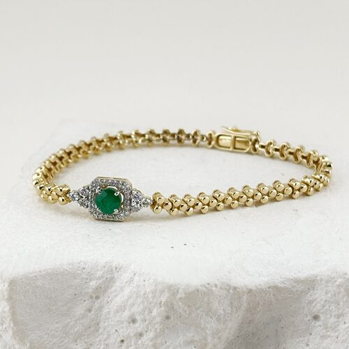 Браслет с изумрудом и бриллиантами из золота 585 пробы