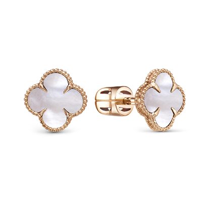 Серьги "Клевер" с перламутром из золота 585 пробы