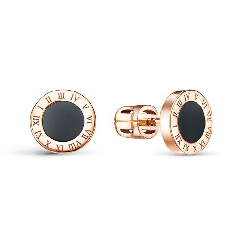 Серьги с ониксом из золота 585 пробы