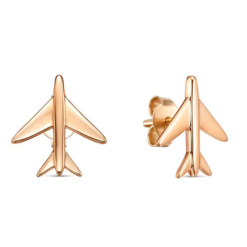 Серьги "Самолеты" из золота 585 пробы
