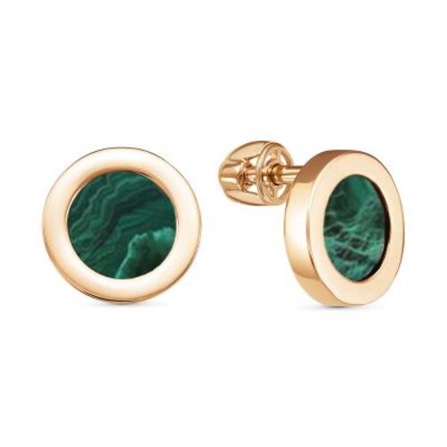 Серьги с малахитом из золота 585 пробы