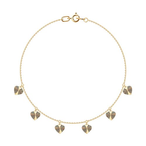 Браслет "Сердца" из золота 585 пробы