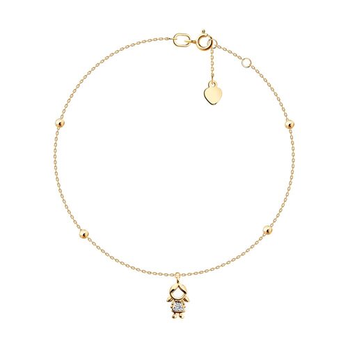 Браслет "Девочка" с фианитами из золота 585 пробы