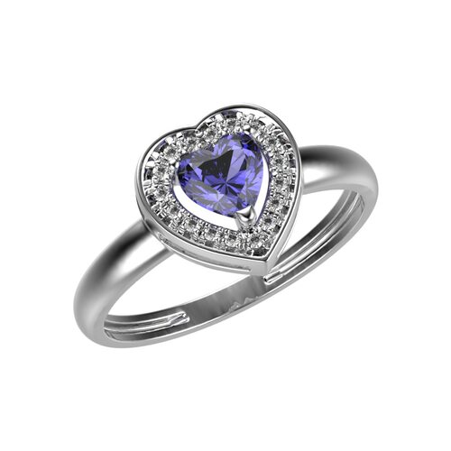 Кольцо с танзанитом и бриллиантами из золота 585 пробы