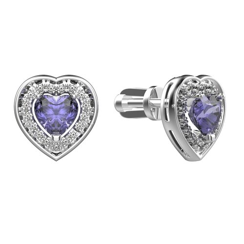 Серьги с танзанитом и бриллиантами из золота 585 пробы