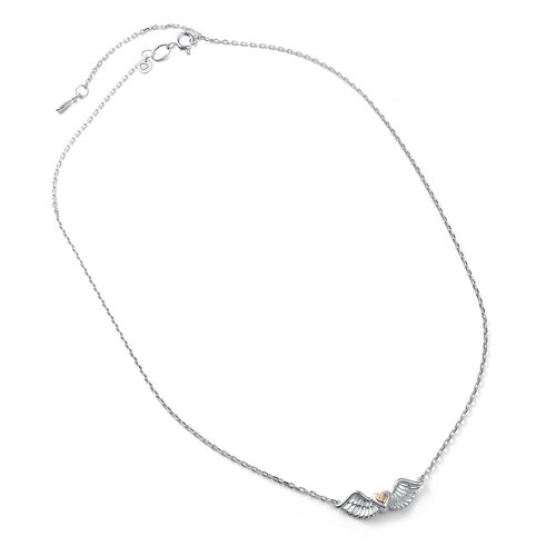 Колье "Сердце" с бриллиантом и золотой вставкой из серебра 925 пробы