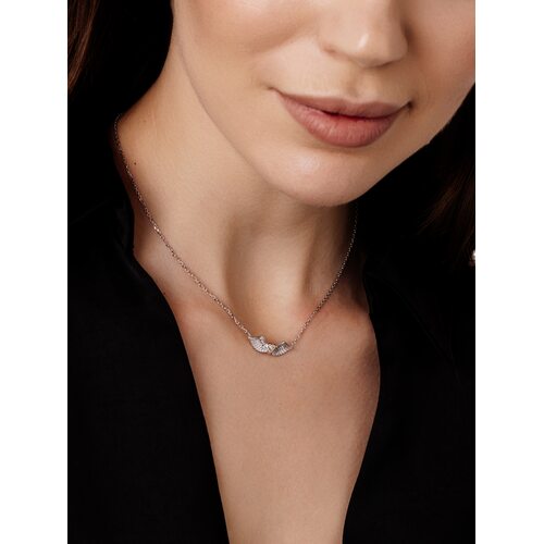 Колье "Сердце" с бриллиантом и золотой вставкой из серебра 925 пробы