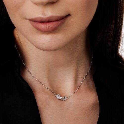 Колье "Сердце" с бриллиантом и золотой вставкой из серебра 925 пробы