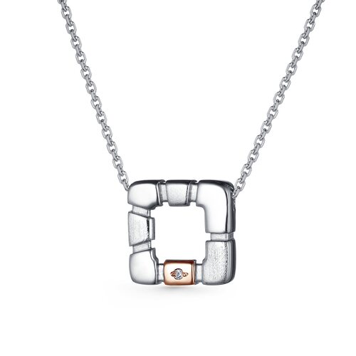 Колье с бриллиантом и золотой вставкой из серебра 925 пробы