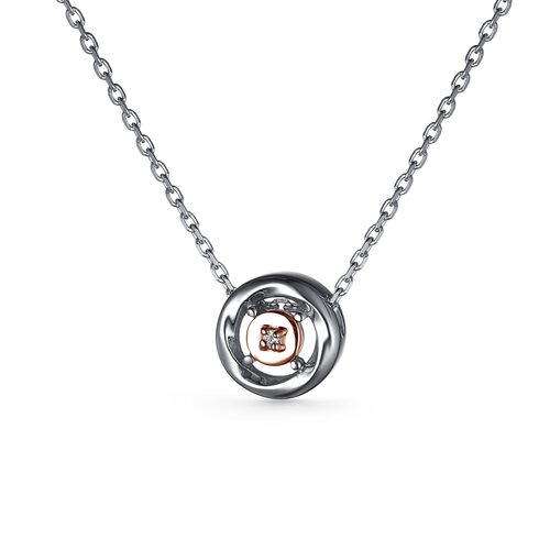 Колье с бриллиантом и золотой вставкой из серебра 925 пробы