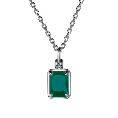 Колье с агатом из серебра 925 пробы