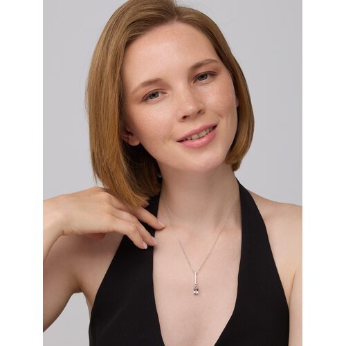 Колье с горным хрусталем и фианитами из серебра 925 пробы