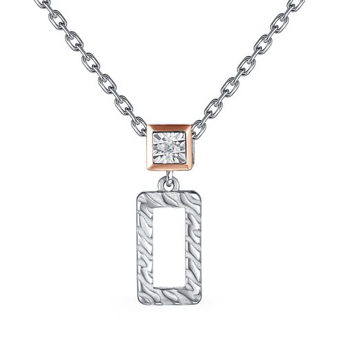 Колье с бриллиантом и золотой вставкой из серебра 925 пробы