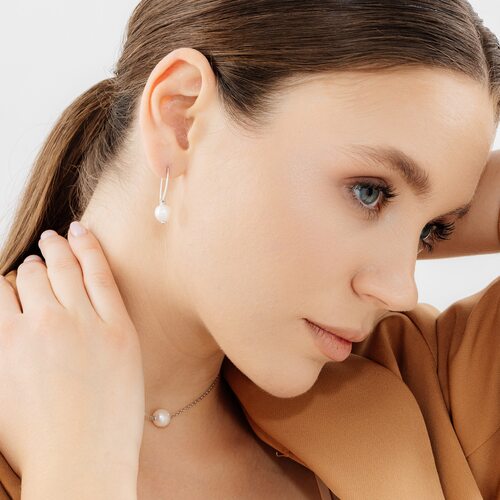 Колье с жемчуггом из серебра 925 пробы