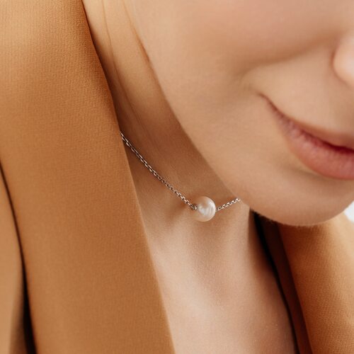 Колье с жемчуггом из серебра 925 пробы