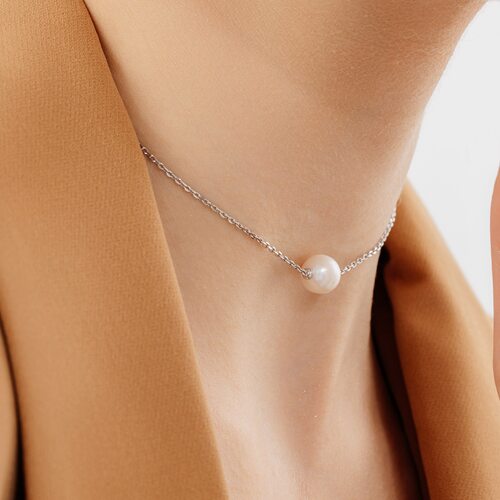 Колье с жемчуггом из серебра 925 пробы