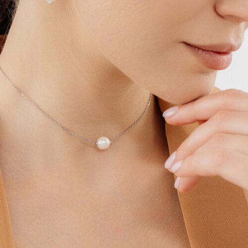 Колье с жемчуггом из серебра 925 пробы